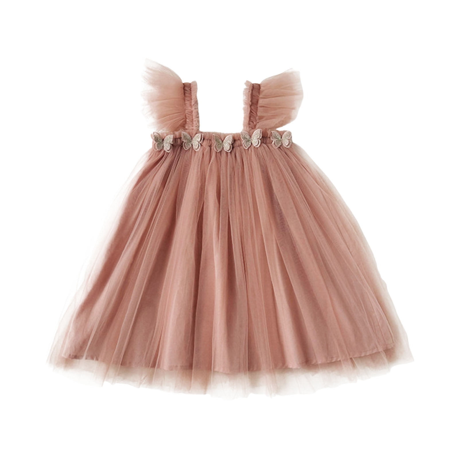 Landzoo One Robe de Fête pour Filles Tout-Petits Manches Volantes Robe de Fête de Danse Vêtements Beaux et à la Mode Mignons Robe pour Enfants