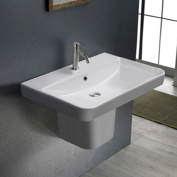 Nameeks Cerastyle 079600U-S-Ped-One Hole Noura 23-5/8" Rectangular Ceramic Wall Mount /