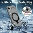 thumbnail image 6 of Heavy Duty Phone Case For iPhone 16e,Built-in Rotatable Magnetic Ring Kickstand,Shockproof Dropproof Tough Rugged Anti-fall Protective Phone Case Cover For iPhone 16e, Gray, 6 of 6