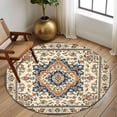 thumbnail image 3 of Vintage Ethnic Floral Washable Round Area Rug 6 ft, Retro Brown Classical Bohemian Style , Soft Non Slip Rugs Stain Repellent Indoor Felt Carpet for Living Dining Room Bedroom Home Office, 3 of 9