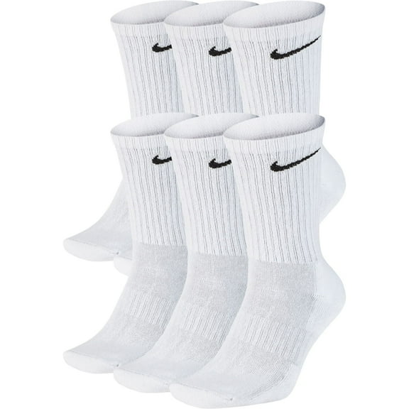 Nike Unisex Everyday Cotton Cushioned Crew Training Socks with DRI-FIT Technology (Pack of 6 Pairs), White, X-Large (Men 12-15)