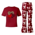 thumbnail image 5 of ZHOGXU Valentine'S Day Big Kids Girls Outfit Cute Bow Heart Print Short Sleeve Top And Flare Leg Pants Two Piece Comfortable Fashion Sets Red 12-13 Years, 5 of 5