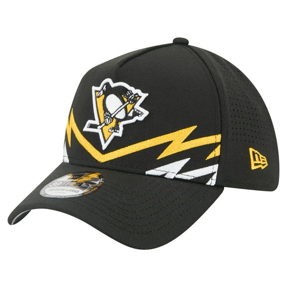 Men's New Era Black Pittsburgh Penguins 39THIRTY A-Frame Perforated Flex Hat