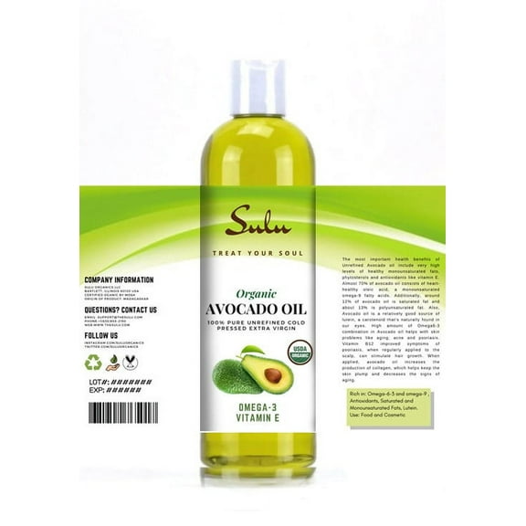 Extra Virgin Fresh Avocado Oil 100% pure high quality oil from 4 fl.oz up to 7 lbs