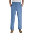 thumbnail image 3 of Pafei Tyugd Linen Pants Men Casual Summer Comfy Breathable Cotton Pants with Pockets Elastic Waist Loose Fit Straight Leg Beach Pants Light Blue 4XL, 3 of 8