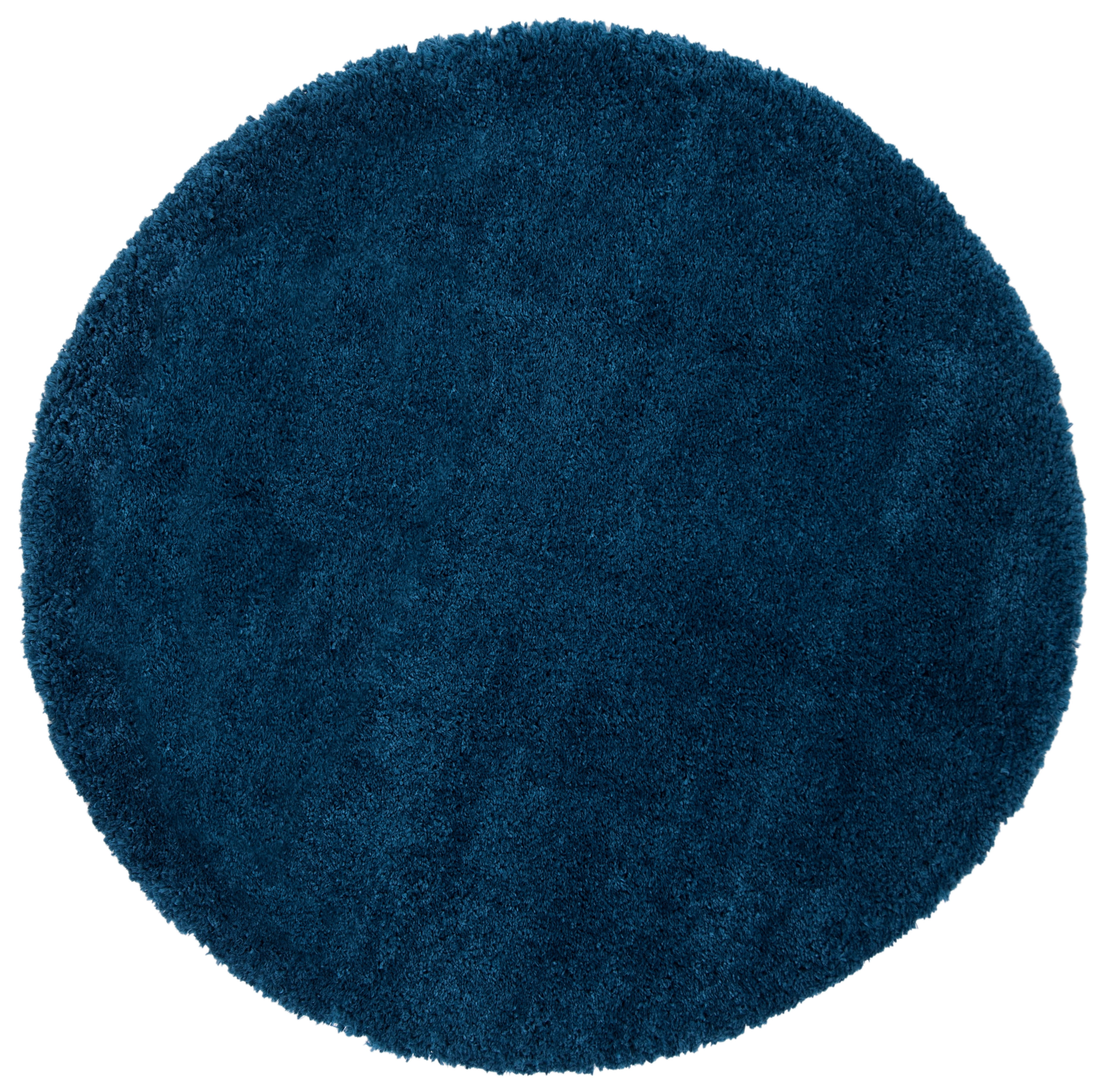 SAFAVIEH Fontana Jamie Solid Plush Shag Area Rug, Blue, 6'7" x 6'7" Round