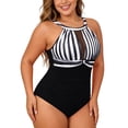 thumbnail image 1 of QHFBli Plus Size Swimsuit Women One Piece Swimsuit Tummy Control High Neck Bathing Suit Ruched Swimwear, 1 of 5