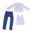 thumbnail image 2 of Figura masculina a escala 1/12, ropa, chaleco, camisa y jeans, accesorios, ropa clásica para hombre. Blanco, 2 of 9
