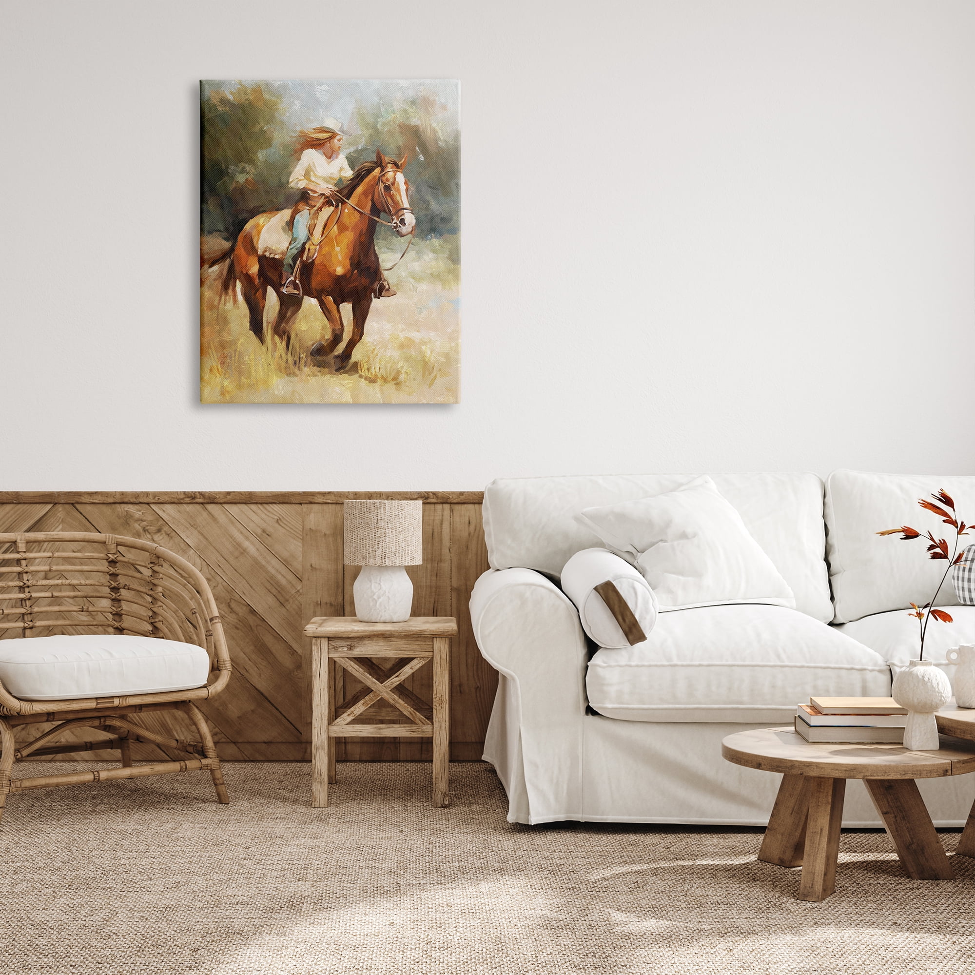 Stupell Industries Galloping Cowgirl Scenery Animals & Insects Painting Gallery Wrapped Canvas Art Print Wall Art, 30 x 40