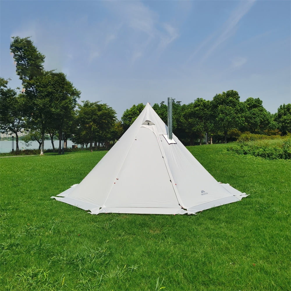 Kadahis Tipi Hot Tent with Fire Retardant Stove Jack for Flue Pipes, 4~6 Person, 20D Nylon Coated Silicone Waterproof 4000mm, Lightweight, Teepee Tents for Family Team Outdoor Camping Hiking