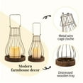thumbnail image 5 of Hanobe Farmhouse Rustic Candle  Lantern Decor - Wire Metal Lantern Decorative Indoor Outdoor for Fireplace Mantle Coffee Table Decor Set of 2, 5 of 9