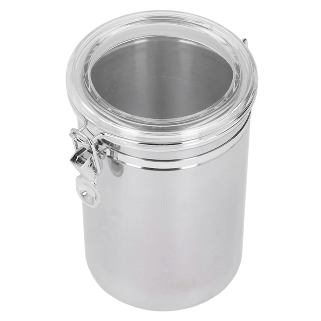Stainless Steel Airtight Canister, Kitchen Airtight Canister Tea Coffee Sugar Flour Canisters Food Storage Container With Clear Arylic Lid And Locking Clamp