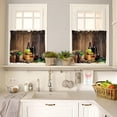thumbnail image 4 of Wine Glass Curtain Tier and Valance Set for Kitchen,3 Piece Rod Pocket Short Window Curtains-24inch Length,Farmhouse Brown Wood Small Window Treatments Tiers for Half Cafe Windows/Bedroom/Bathroom, 4 of 5