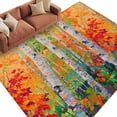 thumbnail image 2 of 6'x9' Area Rugs, Modern Oil Painting Indoor Outdoor Area Rug for Living Room Bedroom, Summer Tree Leaves Yellow Green Washable Bathroom Rugs Kitchen Floor Carpet Mats Home Decor Aesthetic, 2 of 8