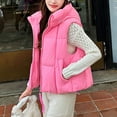 thumbnail image 2 of Oksale Quilted Puffer Vest for Women Casual Full Zip Outerwear with Hood Sleeveless Jackets with Pockets Soft Cozy Winter Overcoats Pink XL, 2 of 7