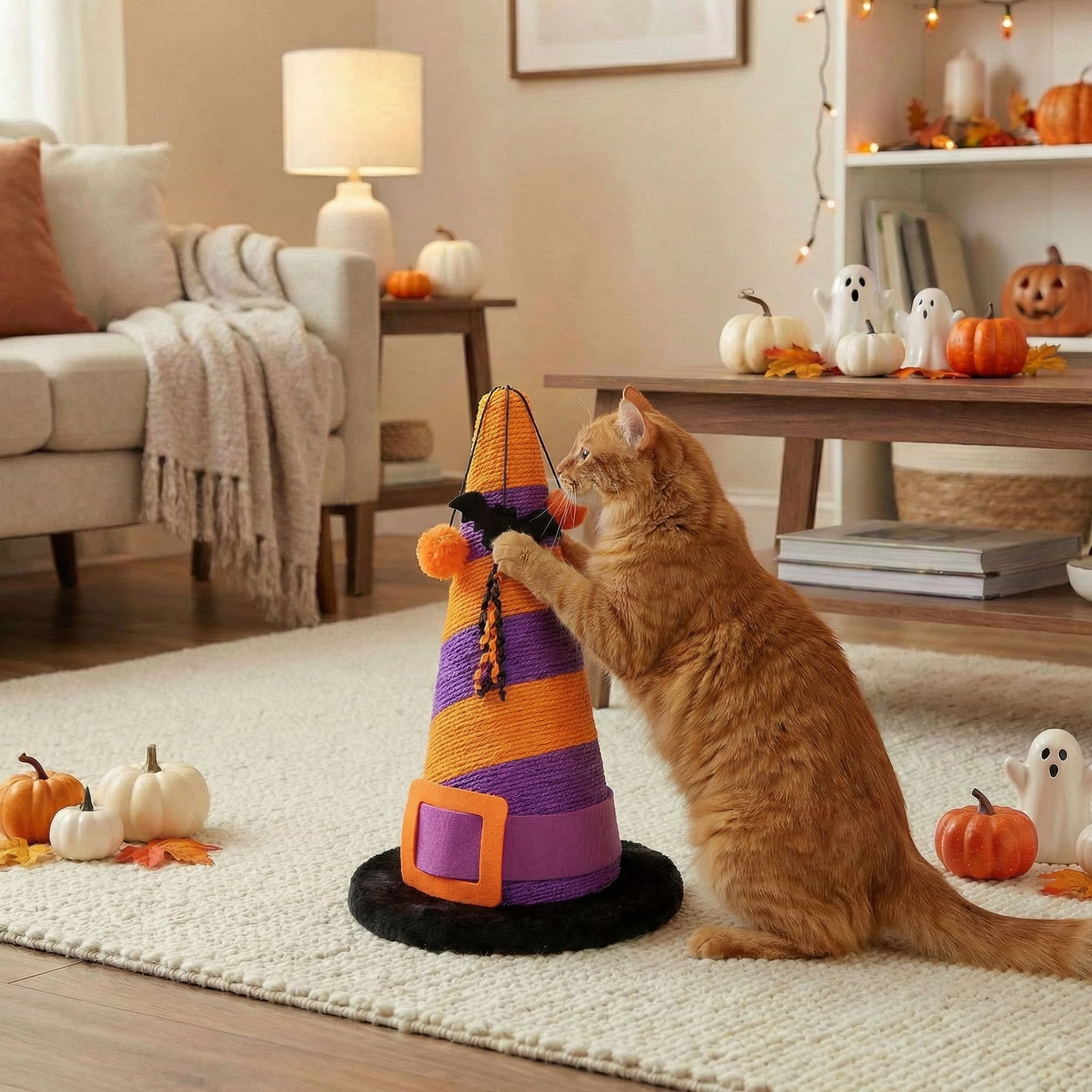 Kitty City Halloween Witch Hat Cat Scratching Post, Multicolored, One Size