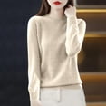 thumbnail image 2 of ATOYSOY Sweaters for Women Winter fall Knit Long Sleeve Tops Slim Turtleneck Sweaters Tops crew neck Pullover Beige L, 2 of 3