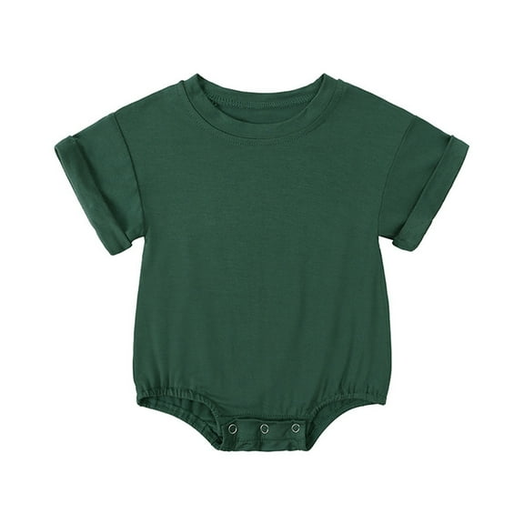 Baby Winter Romper Outwear Child'S Summer Jumpsuit Boys and Girls Baby Botton Short Sleeve Round Neck Cute Solid Shorts Rompers New Casual Winter Jumpsuits Green-1 18-24 Months