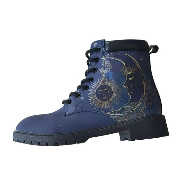 asddcavvf Fashion Autumn And Winter Women's Ankle Boots Low Heel Non Slip Sole Star Moon Pattern Sho