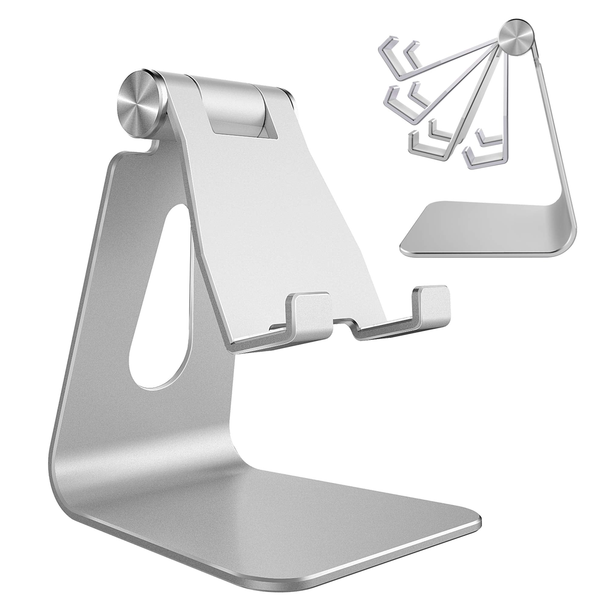 Soporte para teléfono celular CreaDream ajustable de aluminio plateado