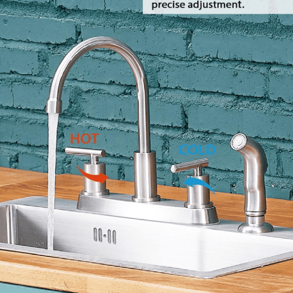 Kitchen Faucets, Kitchen Faucet with Sprayer, Brushed Nickel Kitchen Sink Faucet, 3 or 4 Hole RV Faucet for Kitchen Sink, Stainless Steel Touch Kitchen Faucet with Side Sprayer