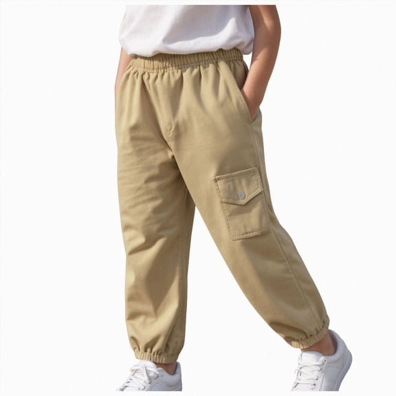 Hessimy Boys Hiking Cargo Pants Quick Dry Joggers Pull On 6-12 Months 12-24 Months 2T 3T 4T 5T 6T 7T 8T 9T Children(Khaki,3-4 Years)
