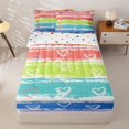 thumbnail image 2 of Manfei Rainbow Printing Zipper Twin Comforter Sets with Fitted Sheet and 2 Pillowcases, Kawaii Stripe Love Heart Zipper Bedding Set, Pink Green Blue, Polkadot Reversible, 4pcs, 2 of 7