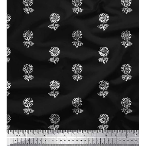 Soimoi Cotton Voile Fabric Floral Block Printed Fabric 1 Yard 42 Inch Wide