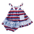 thumbnail image 2 of Nrmvnmi Toddler Girls 4th of July Straps Dress American Flag Star Stripe Cotton Dress Independence Day Patriotic Outfits For 3-24 Months, 2 of 9
