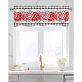 thumbnail image 2 of Valentine's Eucalyptus Love Linen Curtain Valance for Bedroom/Bathroom/Kitchen/Office/Living/Dining Room Windows, Buffalo Plaid Black Plant Rod Pocket Topper Decorative Cafe Drapes Panel 42"x12", 2 of 6