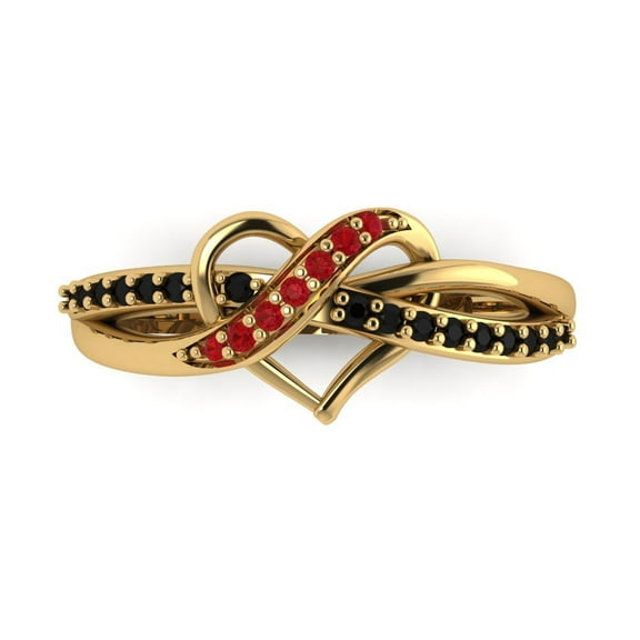 Solitaire with Accents Engagement Ring for Women - 0.22ct Simulated Ruby in 18K Yellow Gold Promise Ring