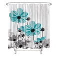 thumbnail image 2 of Unique Floral Shower Curtain for Bathroom Decor, Teal and Gray Daisy Flower Elegant Wildflower Design Farmhouse Shower Curtains with Hooks, 2 of 3