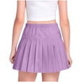 thumbnail image 7 of Amidoa Girls Pleated Mini Skirts- Summer Stretch Casual High Waist Kids School Uniform Purple Size 5, 7 of 7