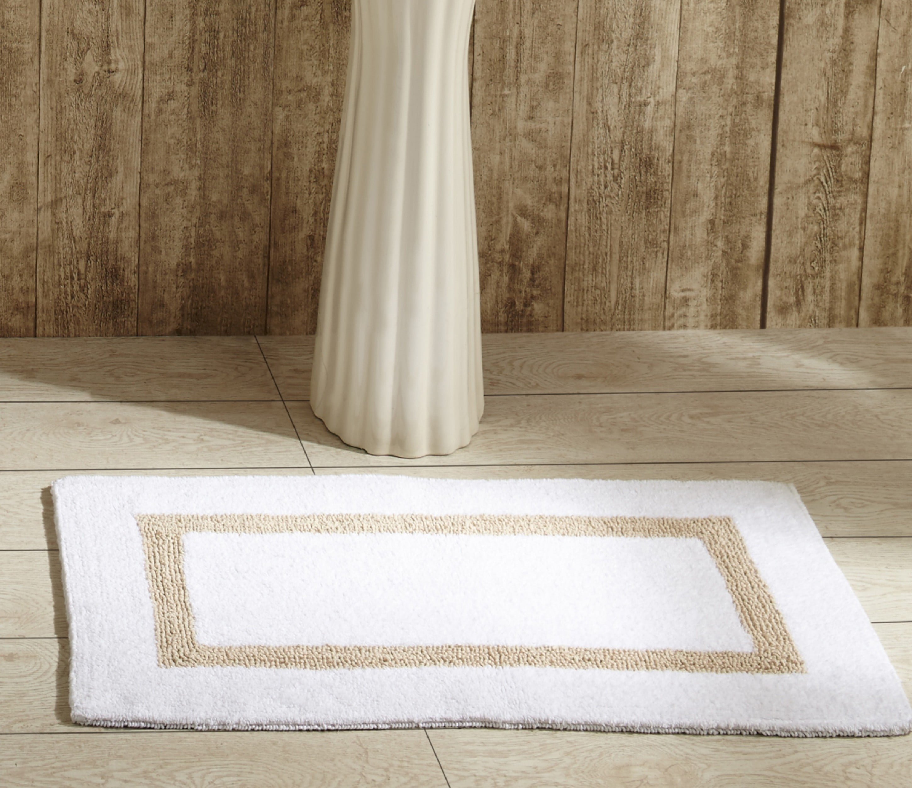 Better Trends Hotel Collection Bath Rug 17" X 24" White & Sand