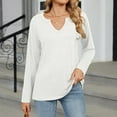 thumbnail image 2 of Women Blouses Womens Fitted Shirt Puff Long Sleeve Blouse V Neck Tee Womens Lady's Dress Shirts Women Tee Shirts Girls Swim Shirt Cute Print Button down plus Size Blouses for 3x Long Sleeve White S, 2 of 7