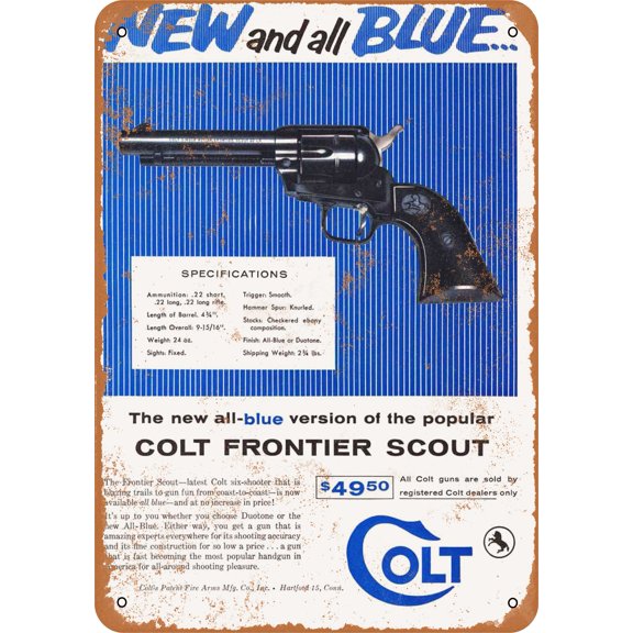 1958 Colt Frontier Scout Metal Sign - 7x10 inch - Vintage Look
