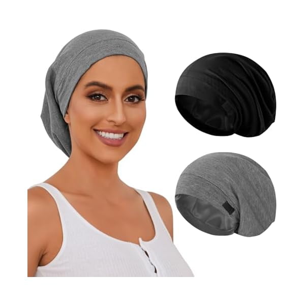 wonima11 Silk Bonnet for Sleeping Women, Adjustable Silky Satin Lined Sleep Cap, Silk Hair Wrap Slouch Beanie Hat