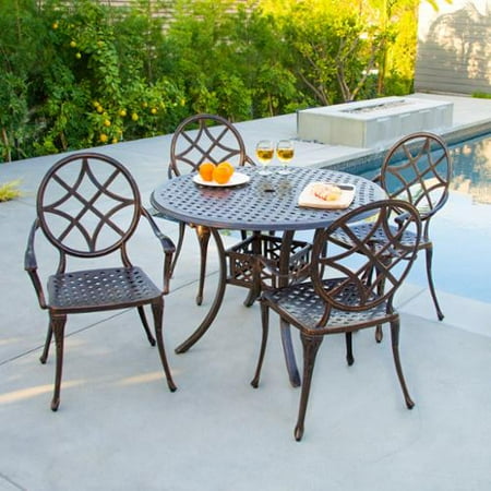 Orlando 5 Piece Cast Aluminum Copper Outdoor Dining Set
