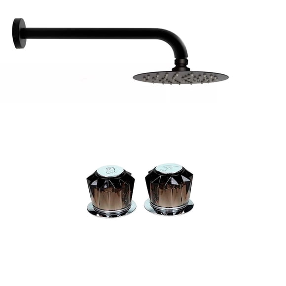 Regadera Redonda Rubinett 15cm Con brazo Chapeton y Manerales Acero inóxidable 304 Negro Mate De Lujo