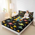 thumbnail image 4 of Manfei Monogrammed U Full Size Sheets,Zoo Animal Dinosaur Bed Sheets,Black Yellow Sheet Sets,Microfiber Room Decorative,4pcs, 4 of 7