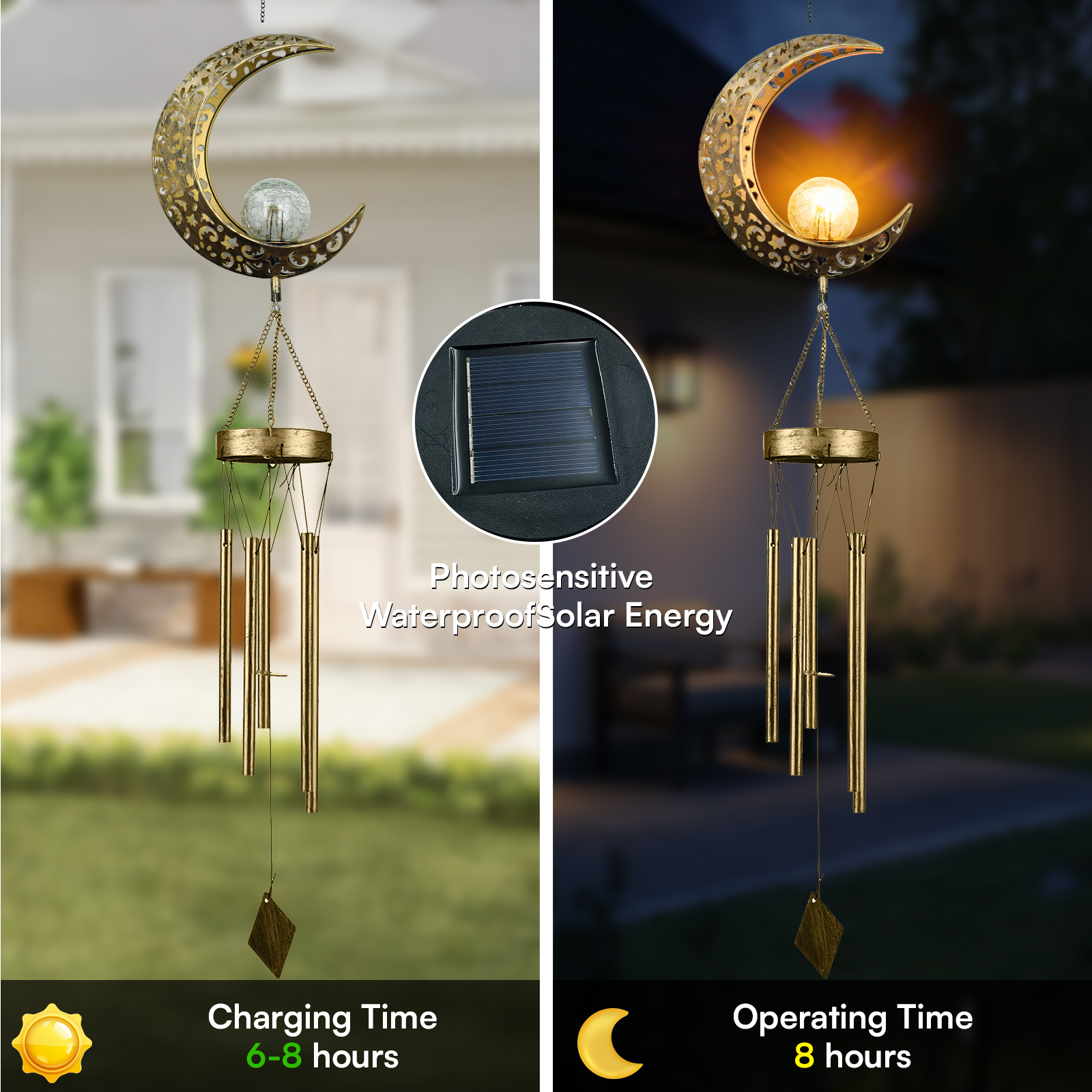 DAYBETTER Moon Solar Wind Chimes Warm White Light photo 4