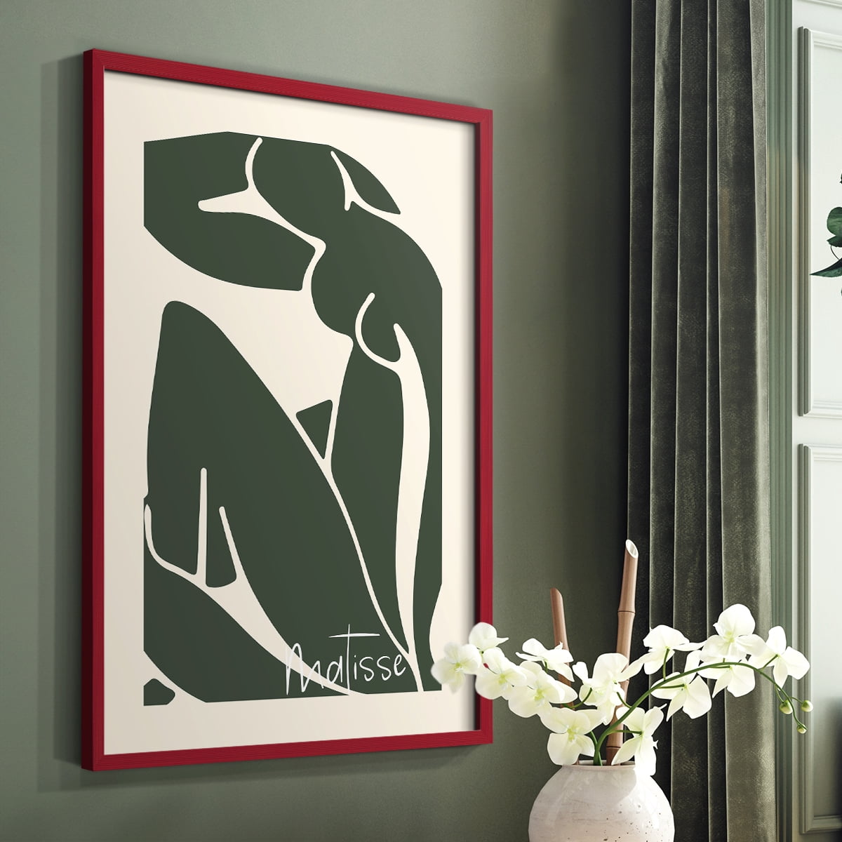 Matisse CCCVII in Red Solid Wood 8 x 10 Framed Print
