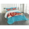 thumbnail image 3 of Ambesonne Vintage Quilted Bedspread Set 3 Pcs, Comic Book Strip, Queen Size, Pale Blue Red Yellow, 3 of 5