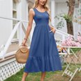 thumbnail image 3 of Sexy Vestido Casual para las Mujeres de Verano Color Sólido sin Mangas Vestido de Ternera Medio, Cuello Redondo Diseño de Suéter para Diario, Fiesta Y Fecha Noche, 3 of 7