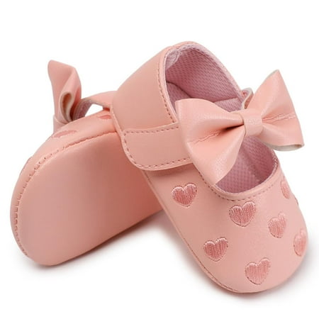 

Baby Soft Soled Non-slip Footwear Love Pattern Embroidered Shoes Bow Decoration Baby Shoes for Daily