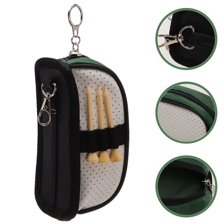 UPOUART 1Set Dark Green Rectangular Pu Tennis Ball Bag With Metal Buckle Design For Sports Accessories 15x6.5in