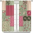 thumbnail image 3 of Boho Patchwork Curtains Vintage Floral Colorful Wave Point Checkered Pattern Blackout Print Rod Pocket Window Drapes for Bedroom Living Room 53"W x 63"L (Pack of 2), 3 of 6