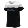 thumbnail image 2 of Women's White/Black Miami Marlins Plus Size Colorblock T-Shirt, 2 of 3