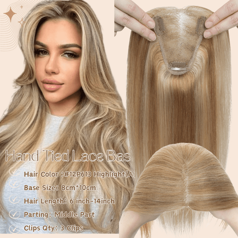 Benehair 100% Remy Human Hair Topper Clip In Top Lace Base  display picture 1