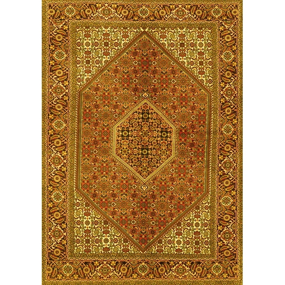 Ahgly Company Machine Washable Indoor Rectangle Persian Yellow Traditional Area Rugs, 2' x 3'